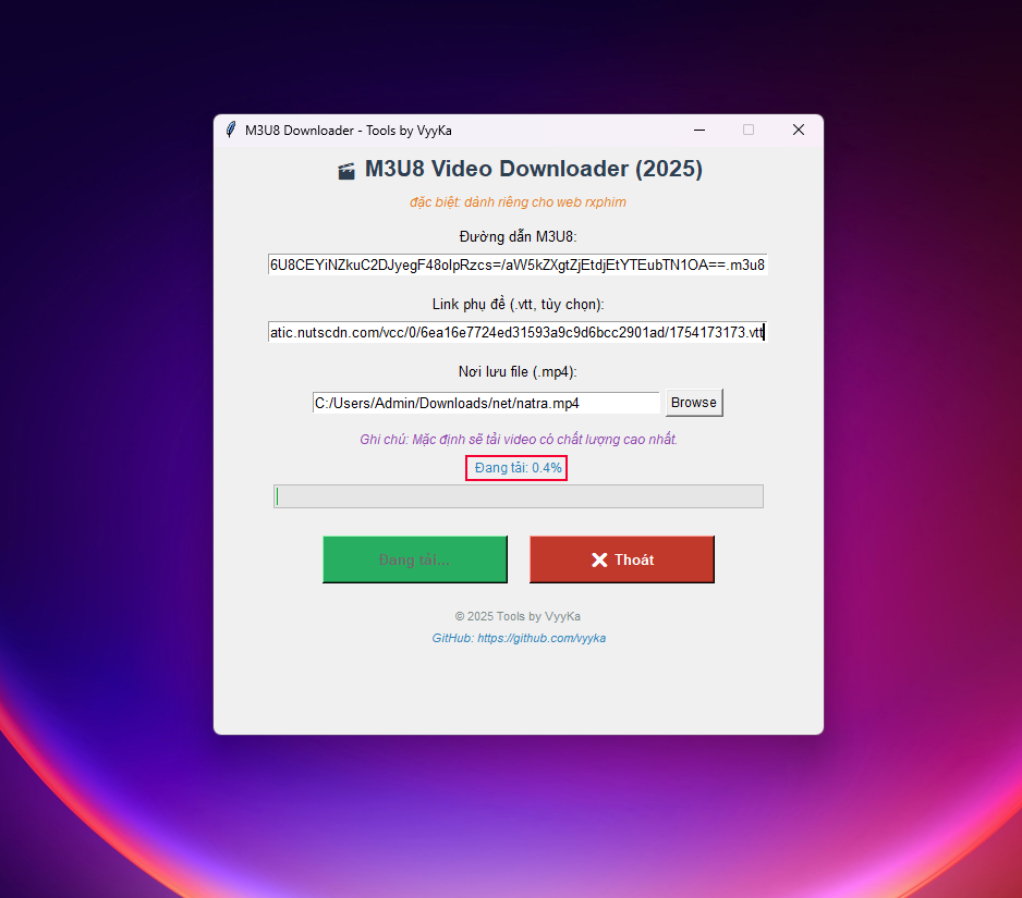 Dán link vào app